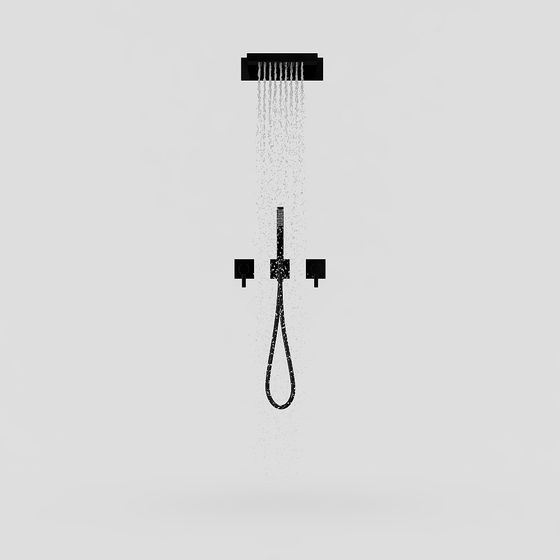Minimalist Black Shower System 3D model