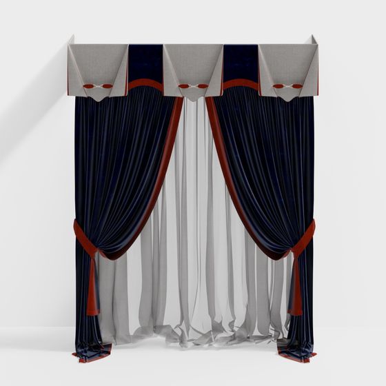 Elegant 3D Curtain Model with Unique Design