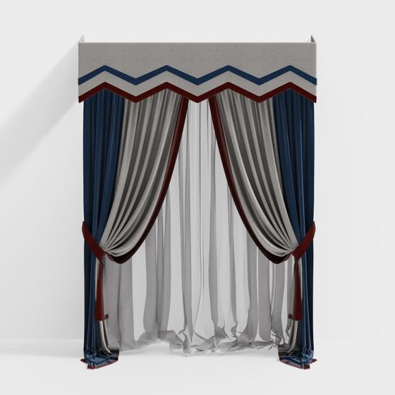 Elegant Low-Poly Curtain 3D model for Design Projects