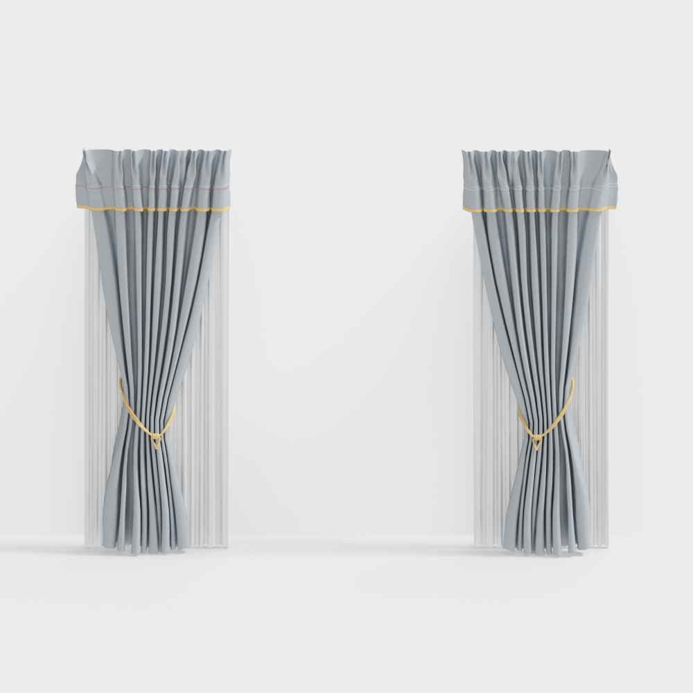 Elegant Sheer Curtain 3D model