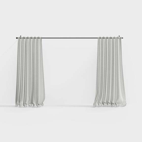Stylish Gray Curtain 3D model for Contemporary Spaces