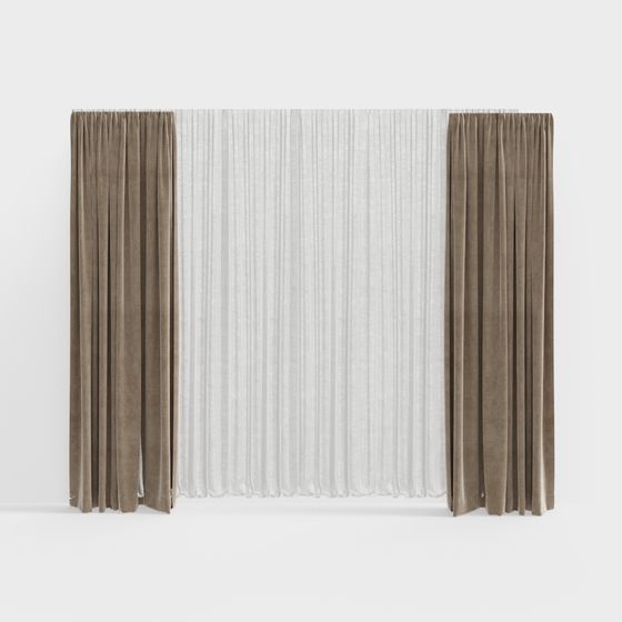 Stylish 3D Curtain Model for Contemporary Spaces