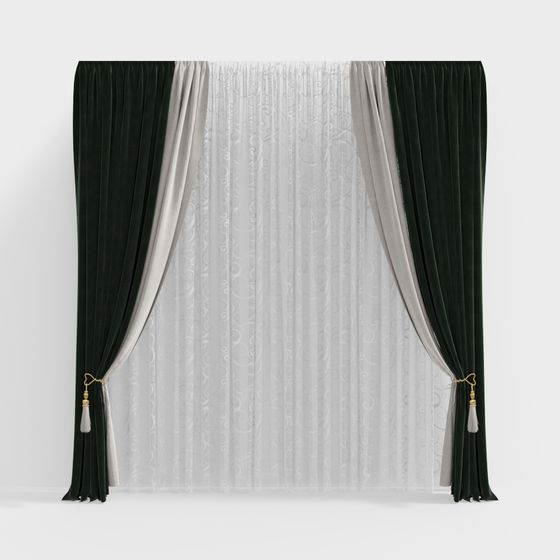 Luxurious Velvet Drapes 3D model for Elegant Spaces