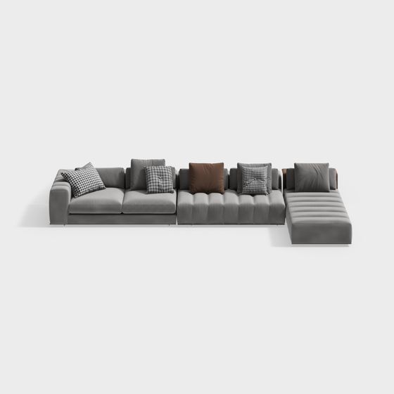 Modern Gray Sofa 3D model for Creative Spaces