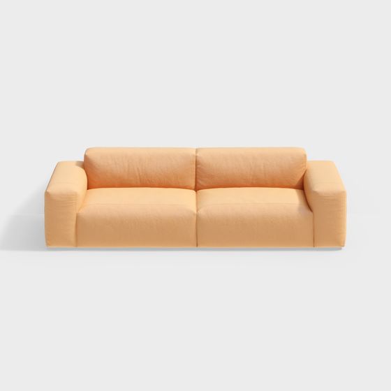 Stylish Low-Polygon Orange Leather Sofa 3D model