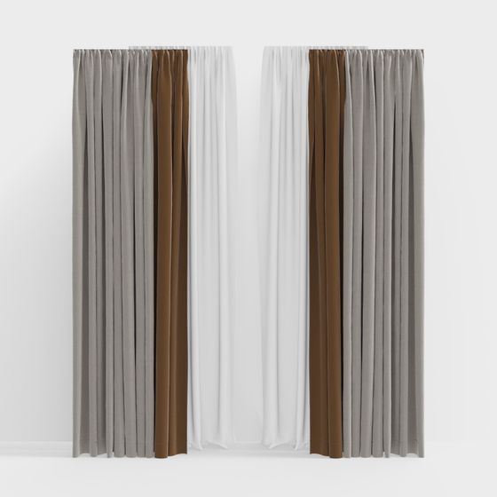 Elegant Low-Polygon Curtain 3D model for Interiors