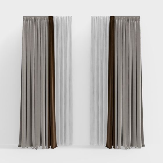Stylish Low-Polygon Curtain 3D Model for Contemporary Spaces
