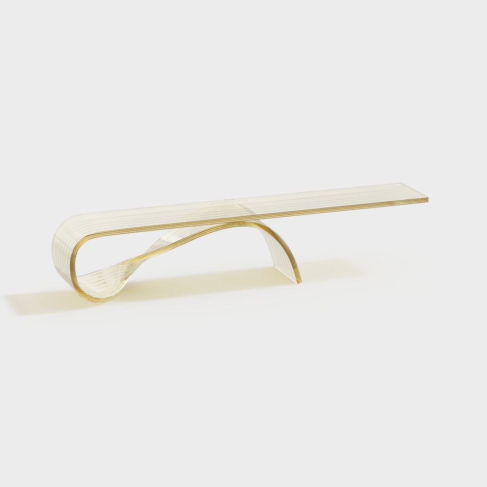 Flow Bench 3D Model – Gold Frame & Transparent Design