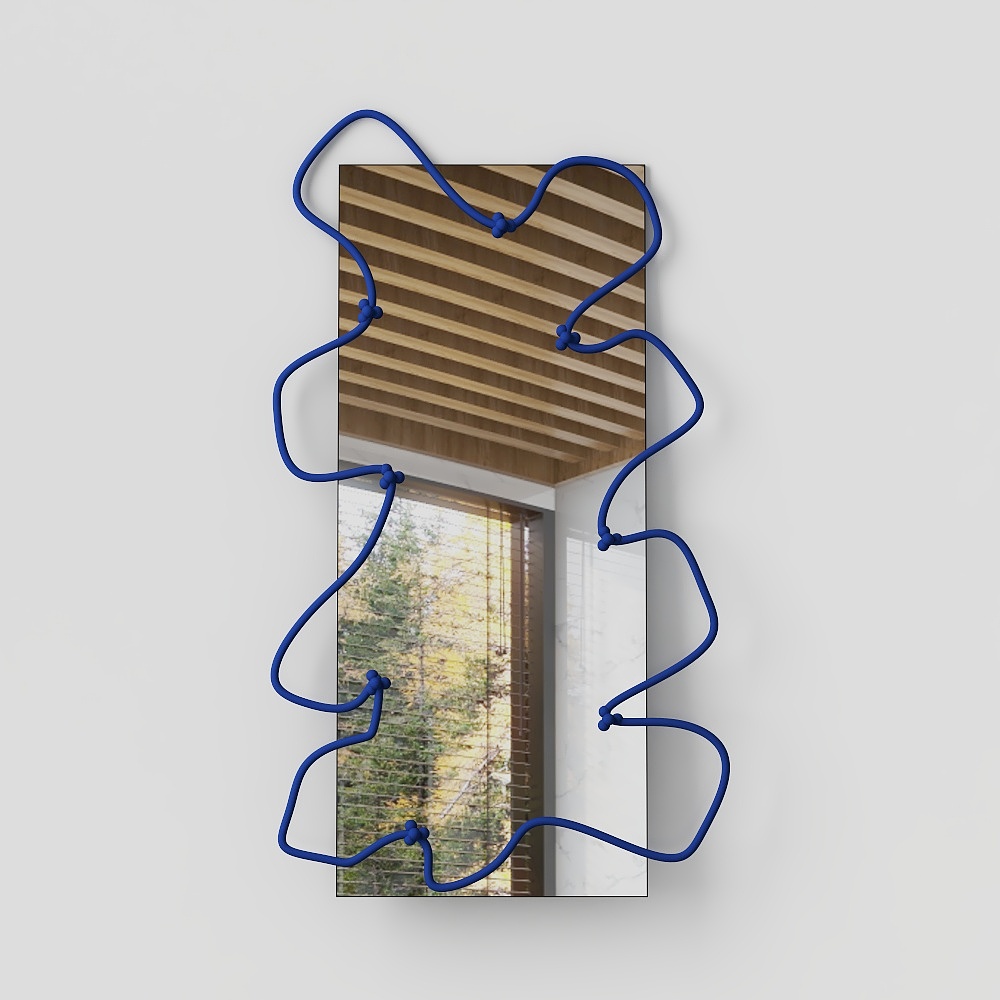 Winding Blue Rope Decoration – Low-Poly Artistic Frame