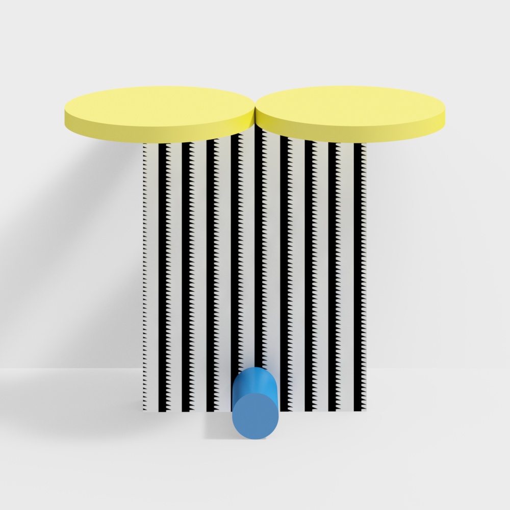 Vibrant Double Round Table 3D Model – Bold Geometric Design