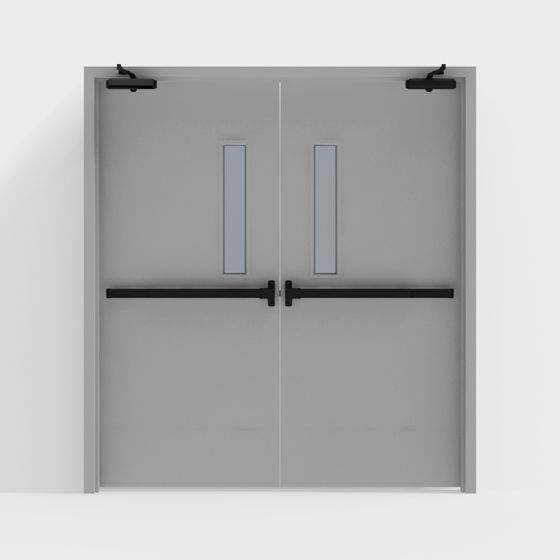 Stylish Low-Poly Double Door 3D model for Interiors