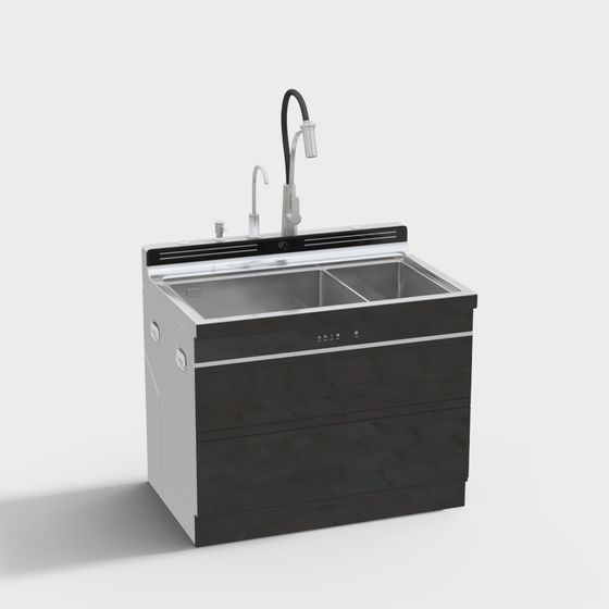 Stylish 3D Kitchen Sink Model for Modern Interiors