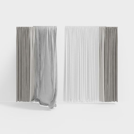 Elegant Sheer Curtain 3D model