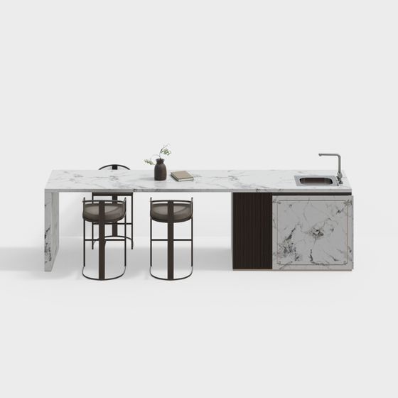 Minimalist Kitchen Island 3D model