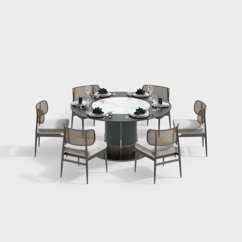 New Chinese dining table and chair combination