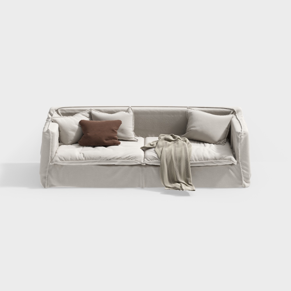 Cozy Comfort Sofa 3D Model – Low-Poly Fabric Design