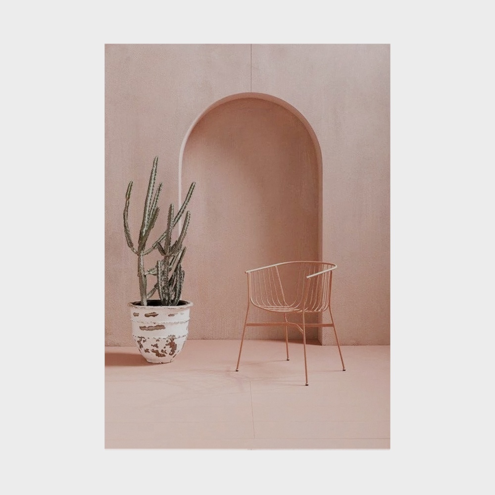 Desert Corner 3D Model – Pink Walls & Vintage Planter