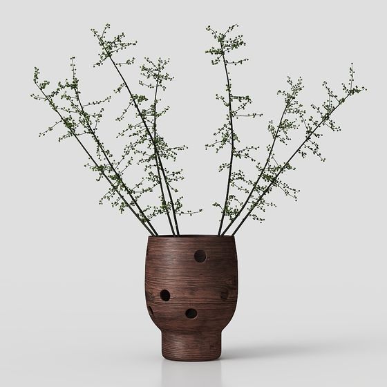 Elegant Wooden Vase 3D model
