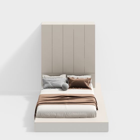 Stylish Contemporary Bed 3D model for Cozy Spaces