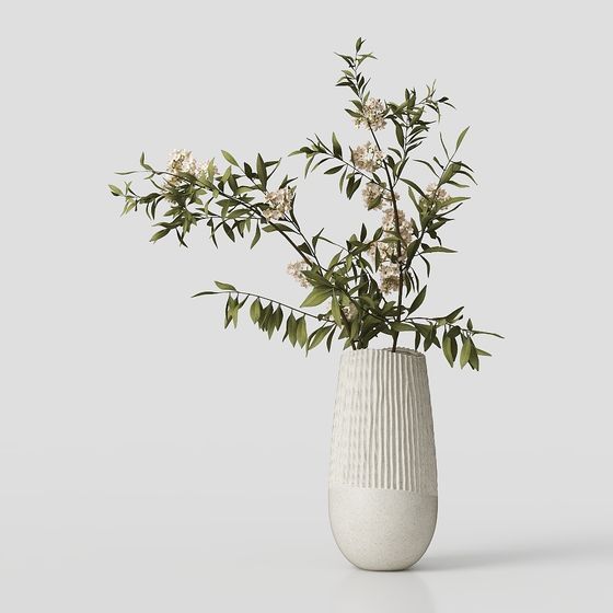 Elegant Low-Poly Floral Vase 3D model