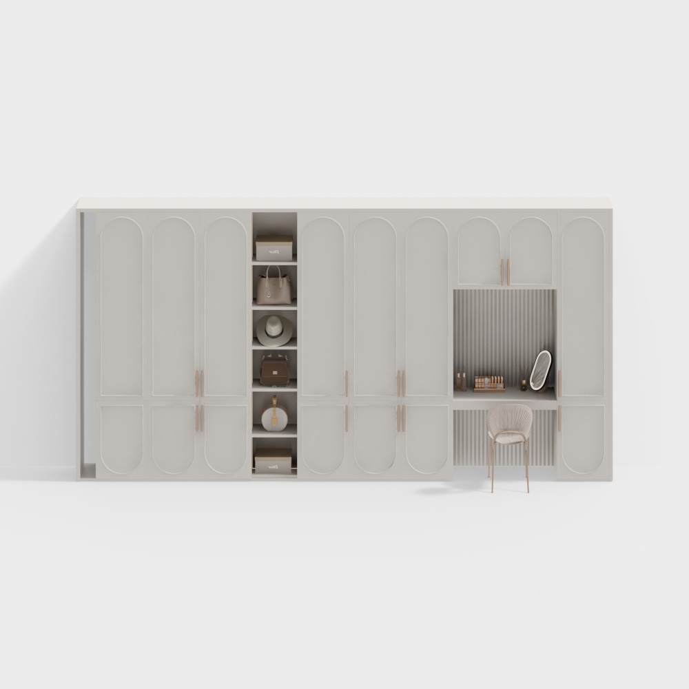 Elegant Wardrobe 3D Model – Classic French Arch Design