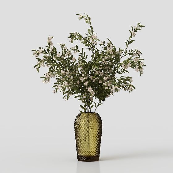 Spring Blossom Vase Low-Poly 3D Model for Creative Projects