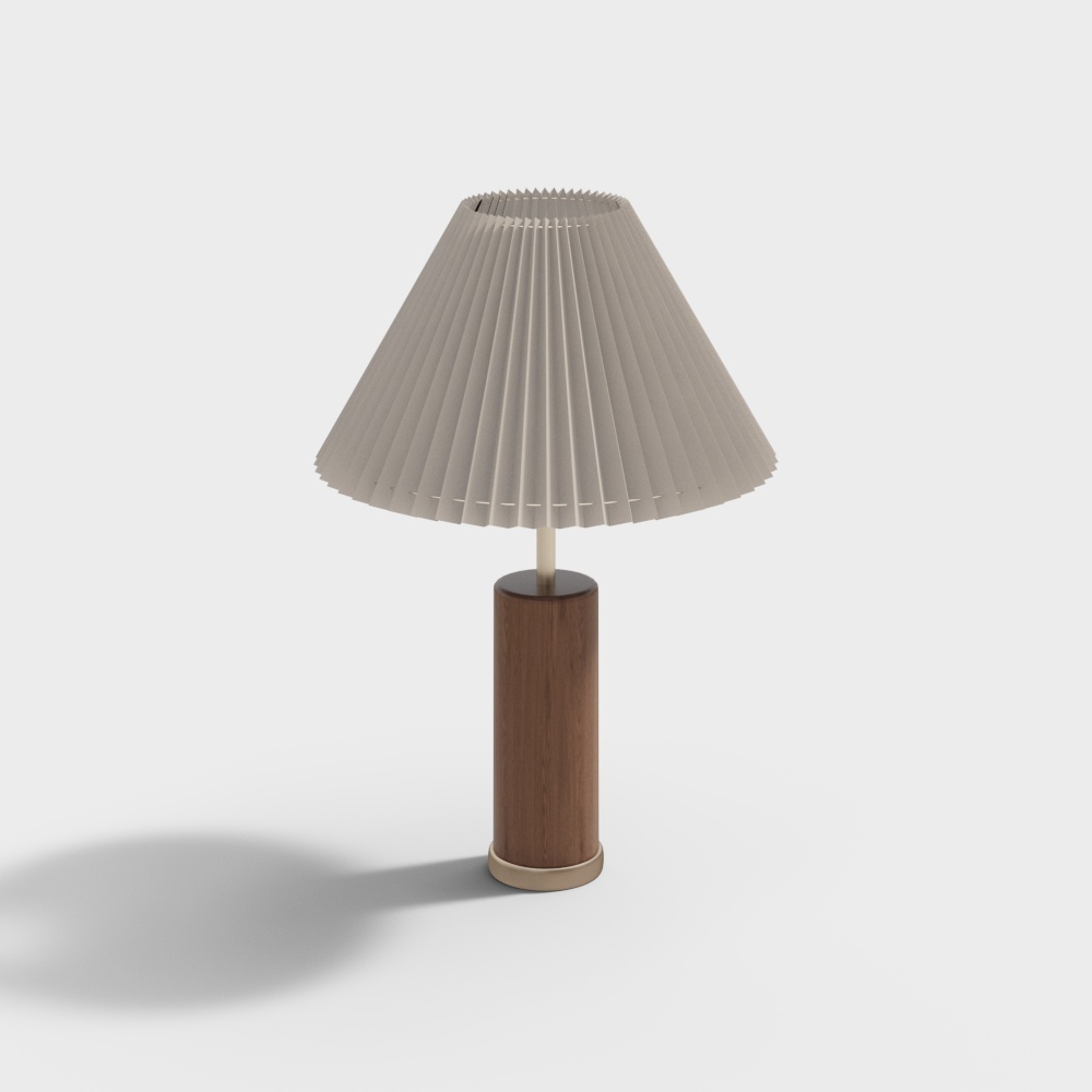 Modern Minimalist Table Lamp 3D Model – Taupe Shade Design
