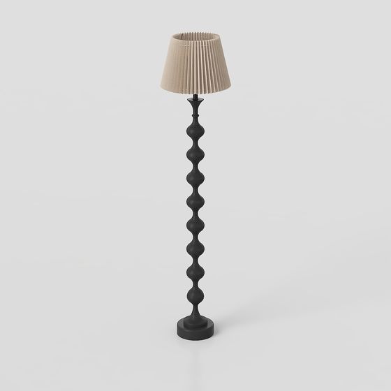 French Floor Lamp 3D Model in Black for Elegant Lighting