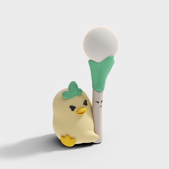 Charming Little Yellow Duck with Magic Wand 3D model