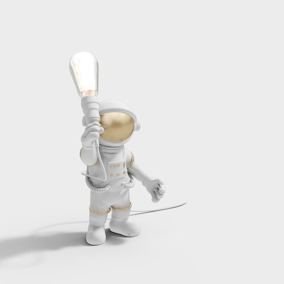 Retro Astronaut with Vintage Light Bulb 3D model