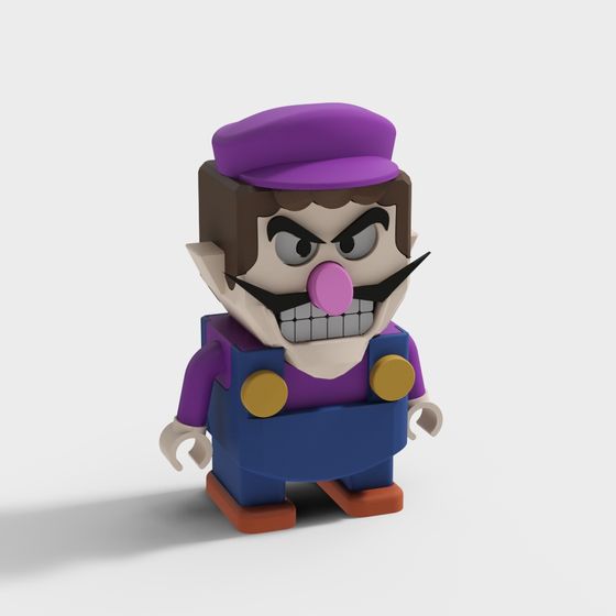 Colorful Low Poly Wario Character 3D model