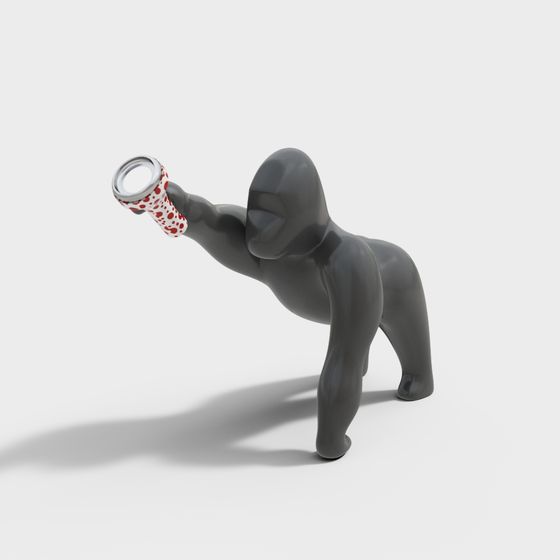 Humorous Low-Poly Gray Gorilla 3D Model
