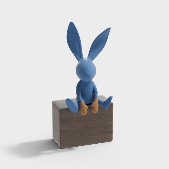 Adorable Blue Rabbit 3D model for Creative Projects
