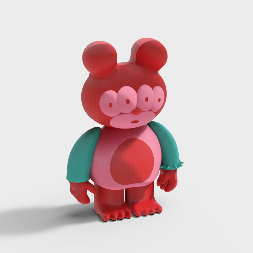 Vibrant Plush Bear 3D Model – Low-Poly Character Asset