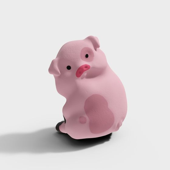 Cute Low-Poly Pink Pig 3D Model