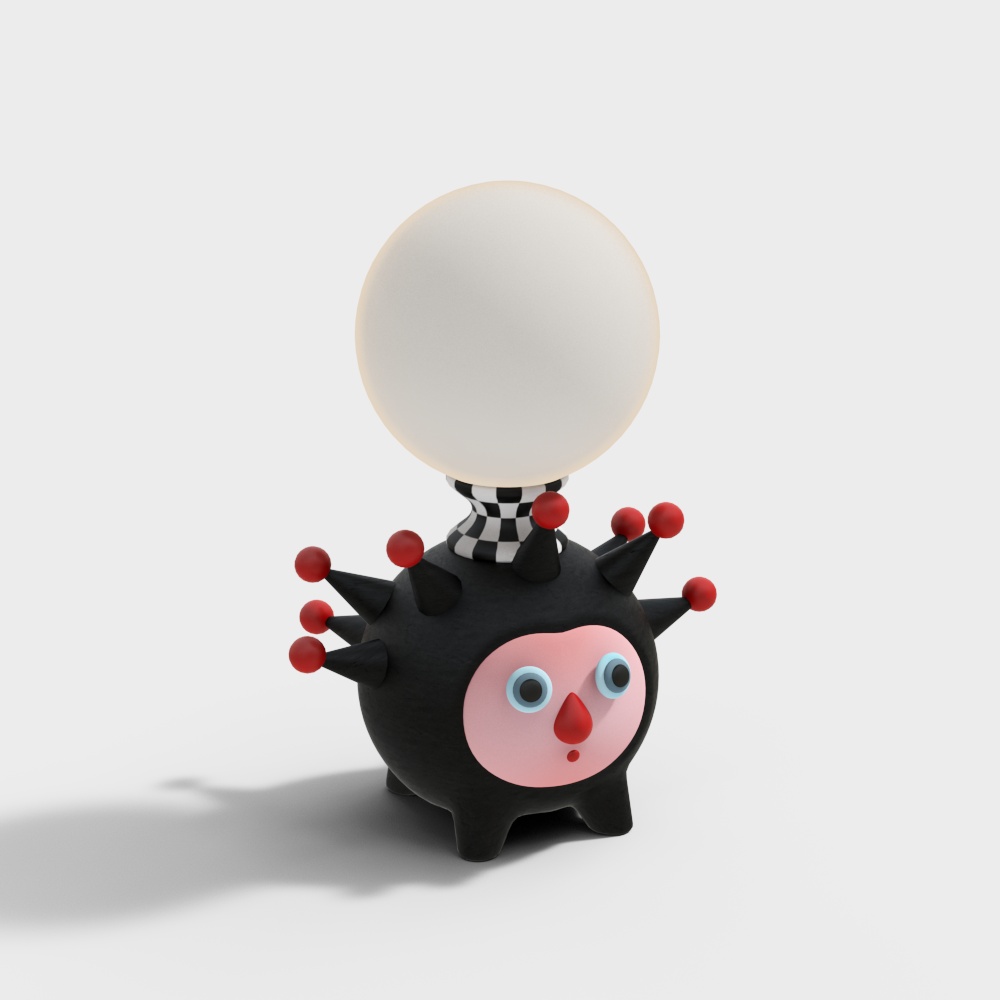 Surreal Clown Lightbulb 3D Model – Whimsical Colorful Design