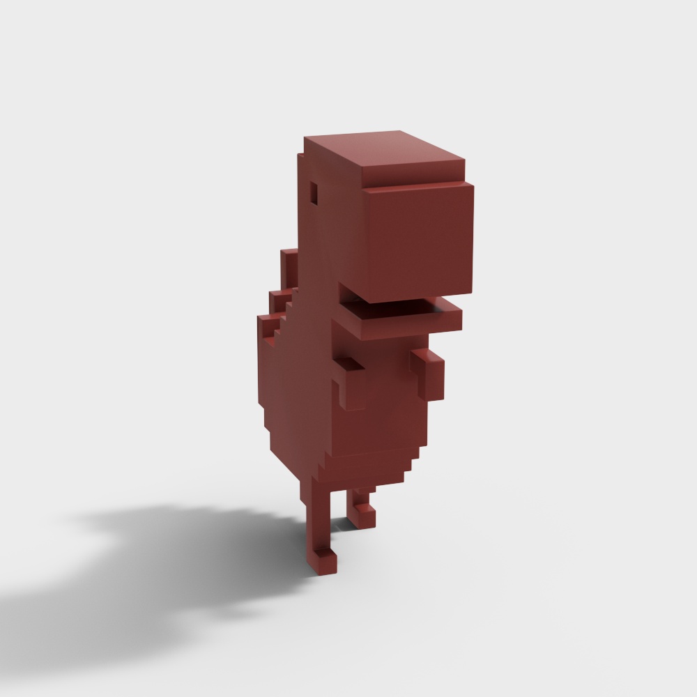 Pixel Dinosaur Low-Poly 3D model