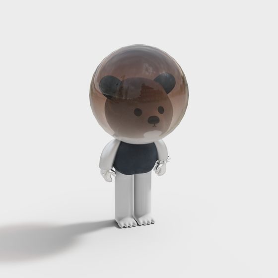 Spherical Bear 3D model - Unique Low-Poly Design