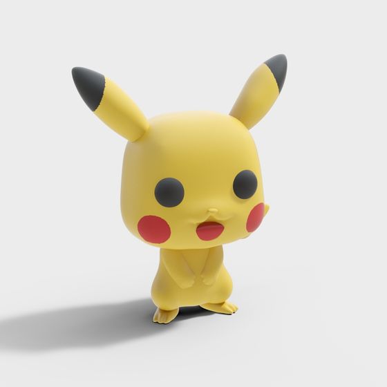 Vibrant Pikachu 3D model in Low Poly Design