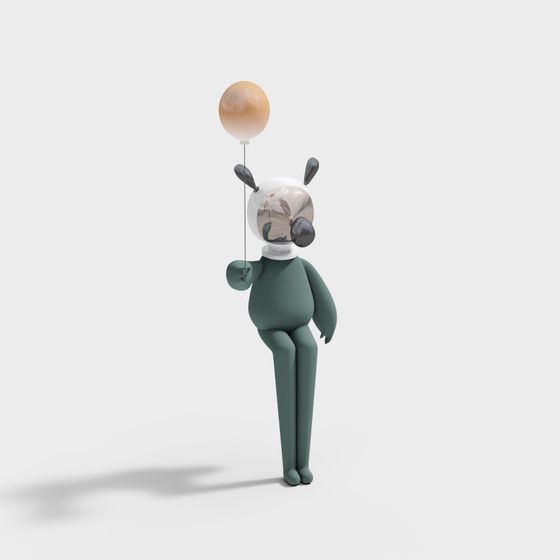 Cute 3D Bunny Model with Colourful Balloon