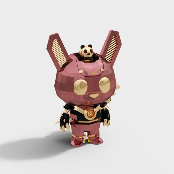 Low-Poly Mechanical Panda 3D model