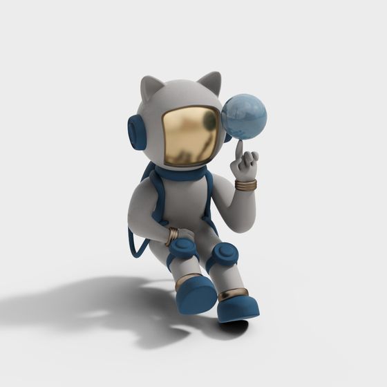 Whimsical Space Cat 3D model