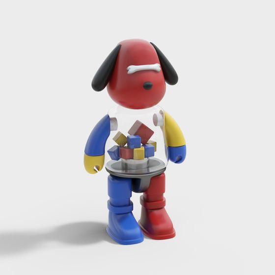 Colorful Corgi Block Dog 3D model