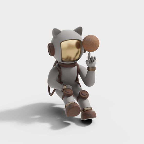 Cute Astronaut Cat 3D model for Space Exploration
