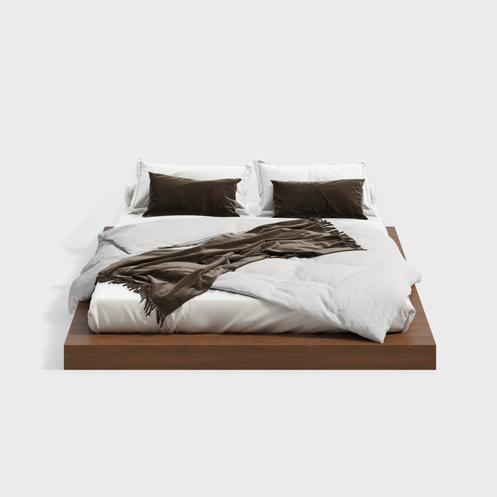 Giường đôi phong cách Wabi-sabi