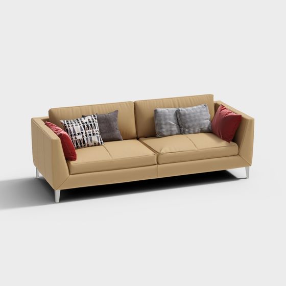 серый диван с красными подушками