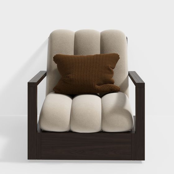 Wabi-Sabi Style Single Sofa Chair 3D Model in Beige