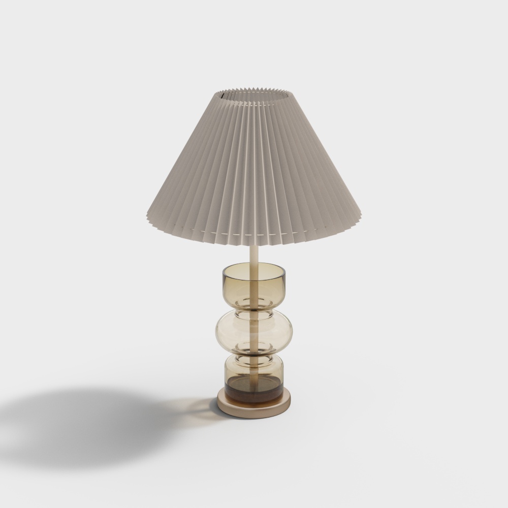 Elegant Low-Poly Table Lamp Model – Gray Pleated Shade