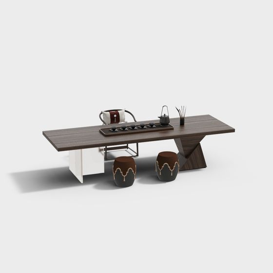 Minimalist Tea Table Set 3D model