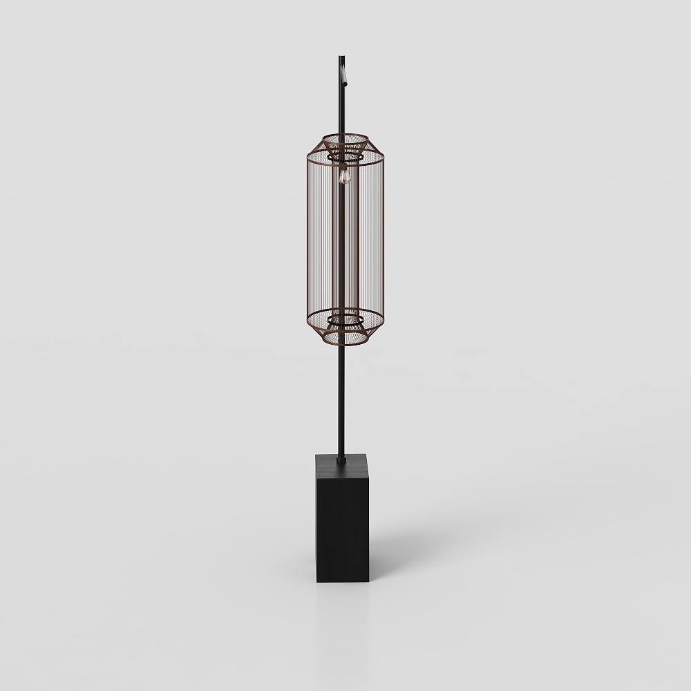 Stylish Modern Floor Lamp 3D Model – Matte Black Metal